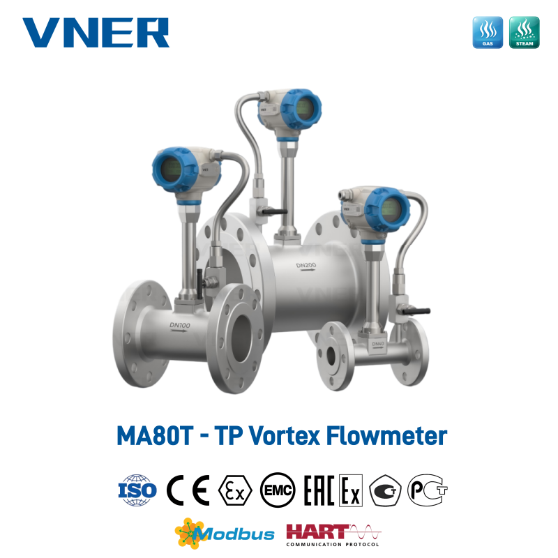 Misuratore di portata Vortex con compensazione temperatura/pressione serie MA80T-TP